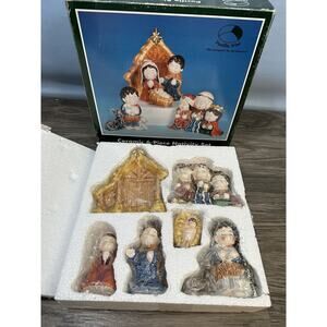 Child Children Nativity Set in Box Model # 2670 6 pc Ceramic Figures